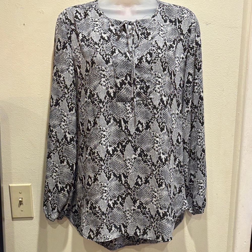 Joe Fresh Black and Gray Snake Print Blouse